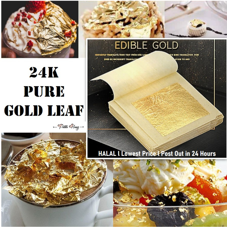 [Petite Houz] Ready Stock Gold Leaf 24K Edible Pure Gold Sheet Cake ...