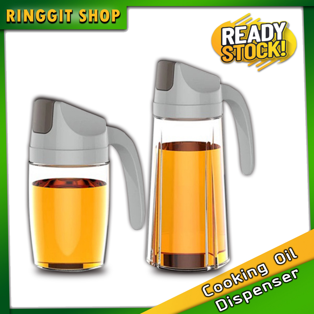 Ringgit Shop Cooking Oil Dispenser Sauce Vinegar Glass Bottle Auto Lid Open