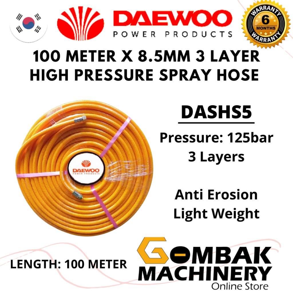 DAEWOO/SENCO-S 100 Meter x 8.5mm High Pressure Spray Hose -Brand From KOREA/MALAYSIA