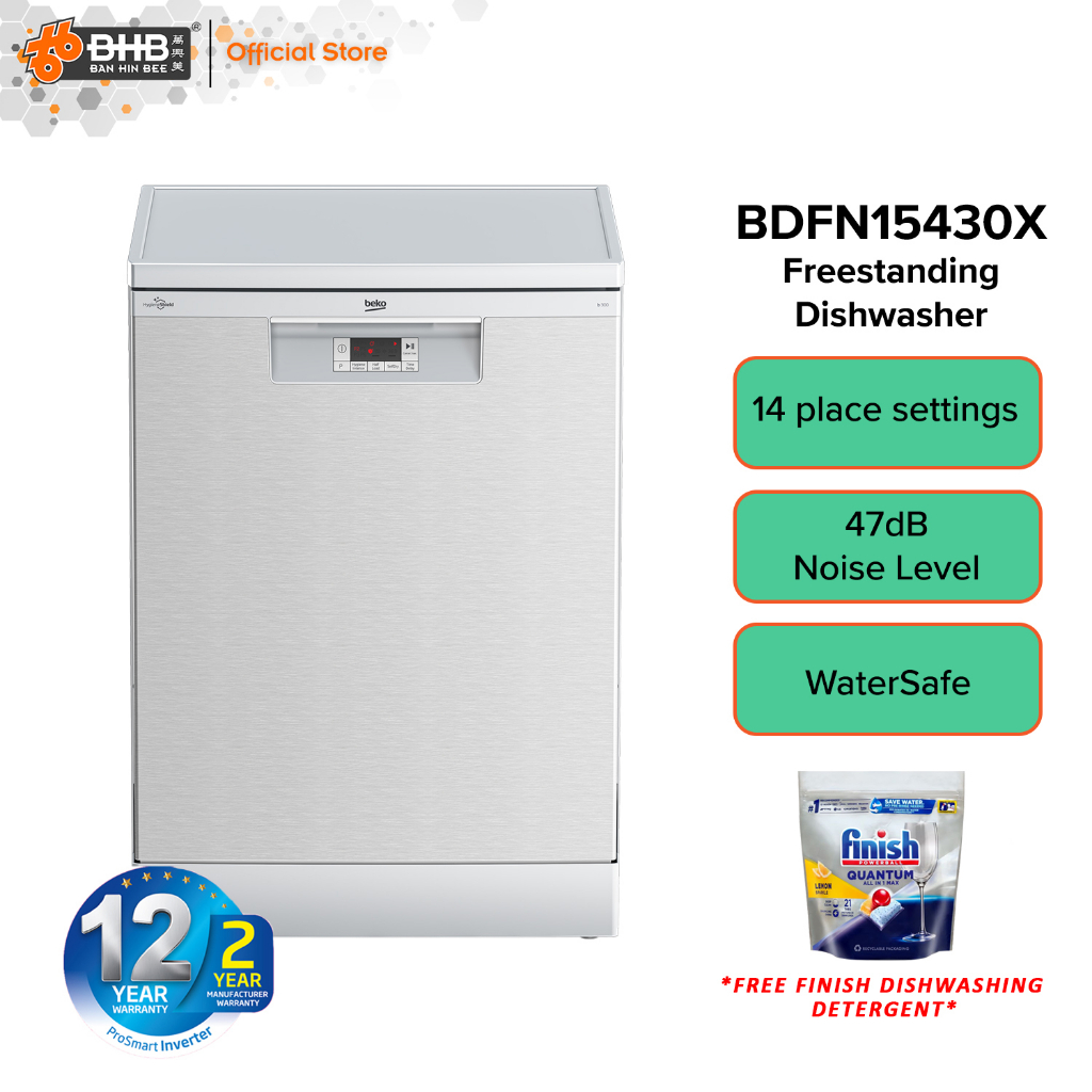Beko BDFN15430X Freestanding Dishwasher with 14 place settings, 60cm