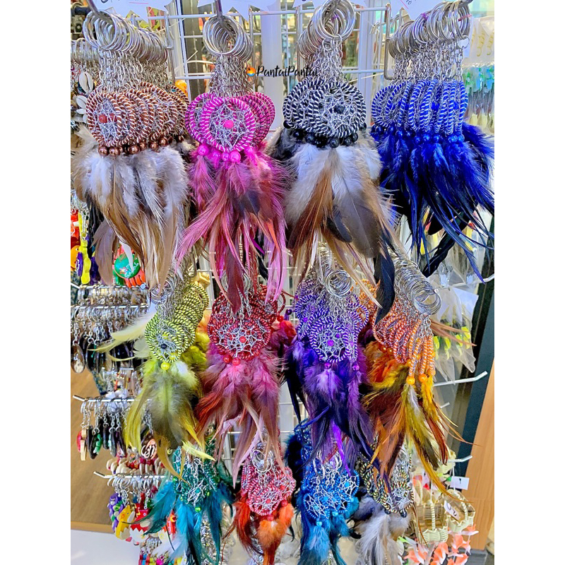 1Pcs sabah sourvenir Keychain Feather Mini Dreamcatcher READY STOCK Sourvenir keychain Sabah keyring handicraft