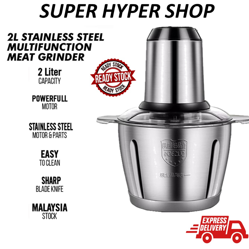 Stainless Steel High Power Multifunction Meat Grinder (2 Liters), Mesin Pengisar Daging