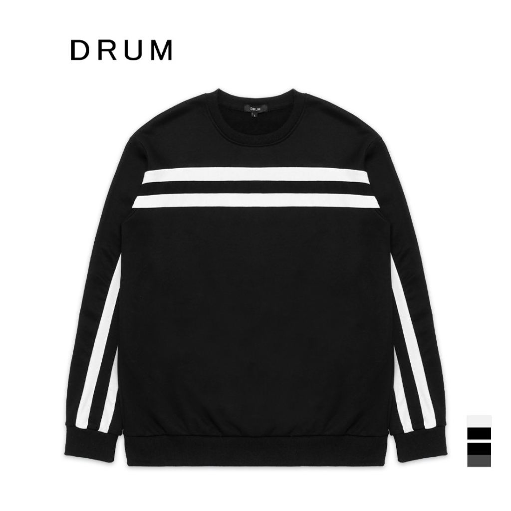 DRUM Twin Stripe Jumper Black/Grey Shopee Malaysia