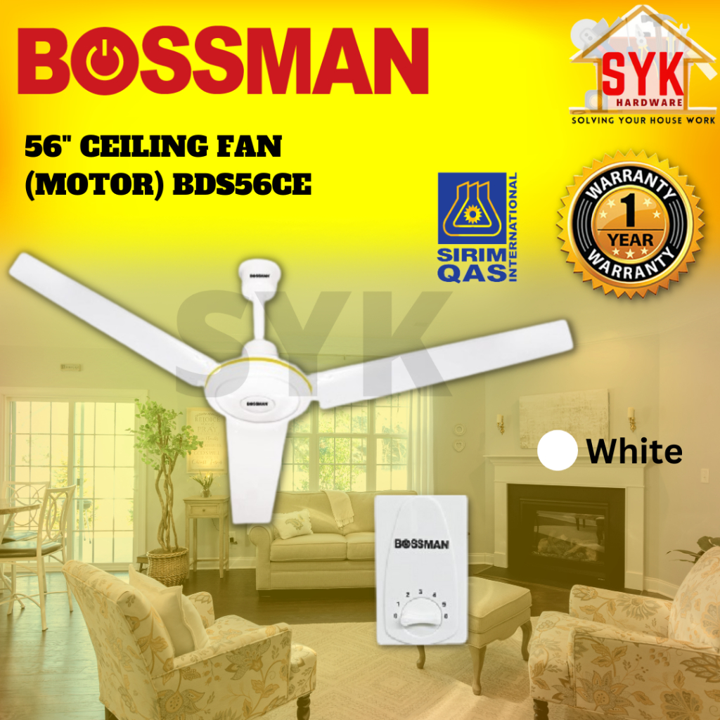 SYK Bossman BDS56CE 56 Inch Ceiling Fan Motor 3 Blade Fan Electric