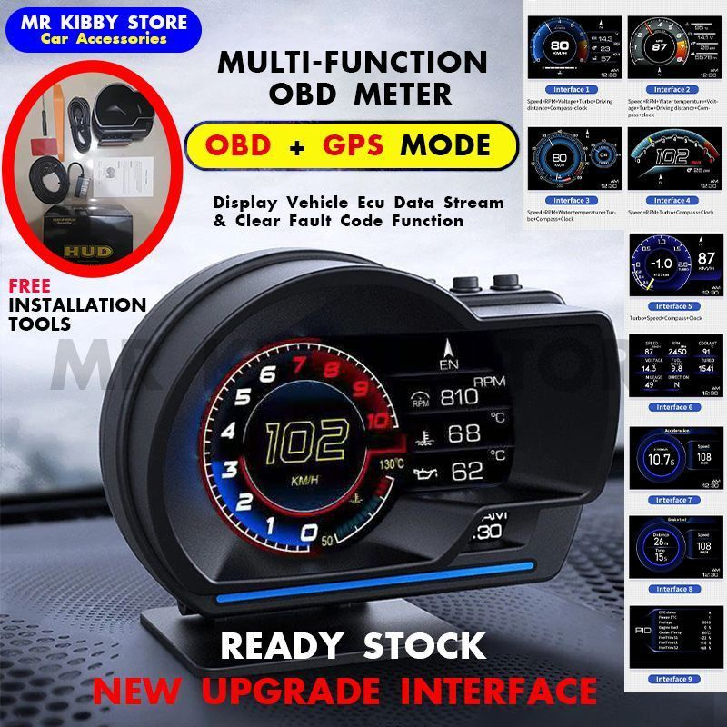 Latest Version‼️CBW P6 GPS Car OBD OBD2 Meter Digital Scanner Alarm Speed Gauge display Hud Water temp RPM turbo boost