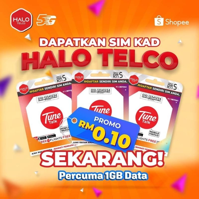 Simkad Unlimited Internet Halotelco Tunetalk | Shopee Malaysia