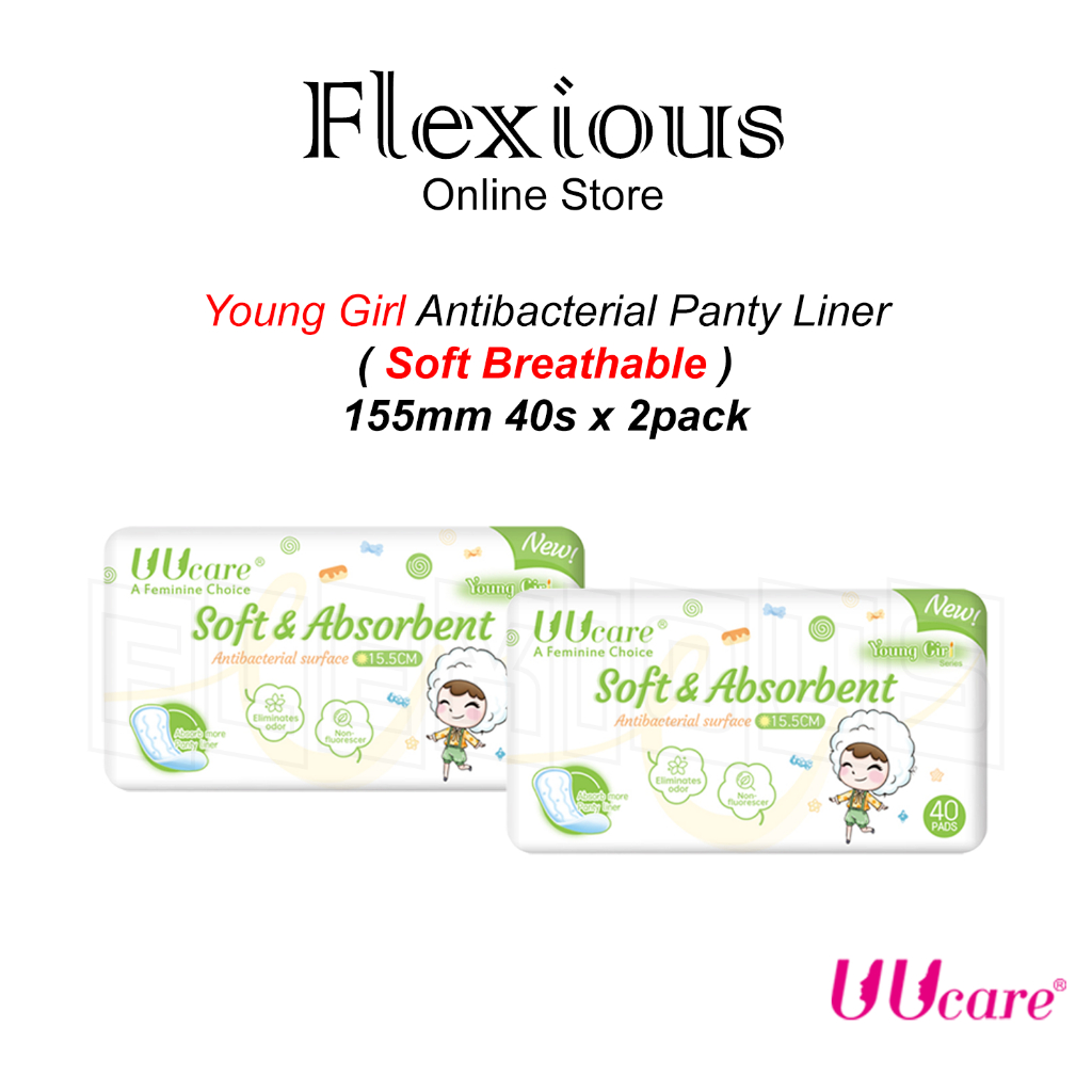 *UUCARE* Young Girl Antibacterial Panty Liner 155mm 40's x 2pack