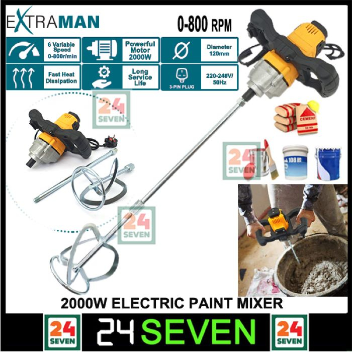Extraman Electric Paint Mixer Blender Power Tool Cement Mixer 2000w 6