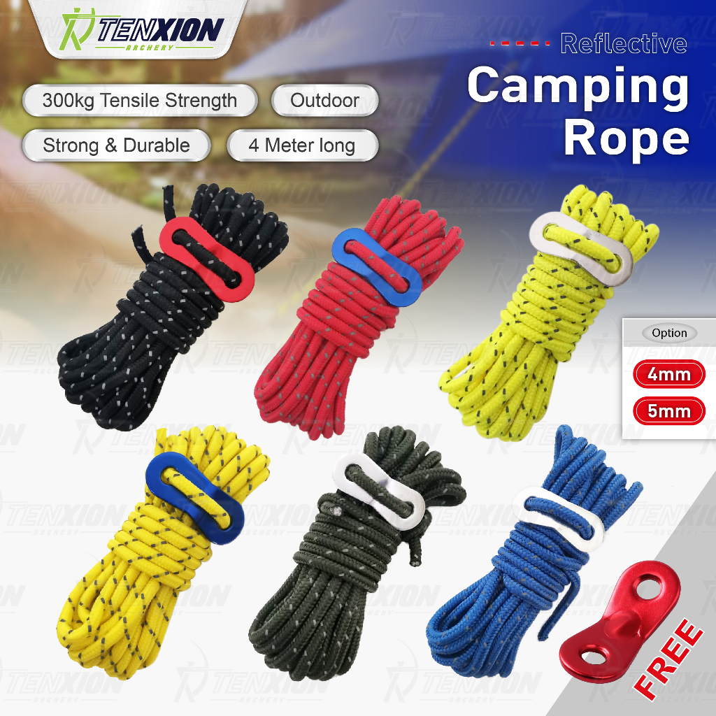 TenXion Outdoor 4mm 5mm Reflective Camping Rope Tali Khemah Nylon Anti ...