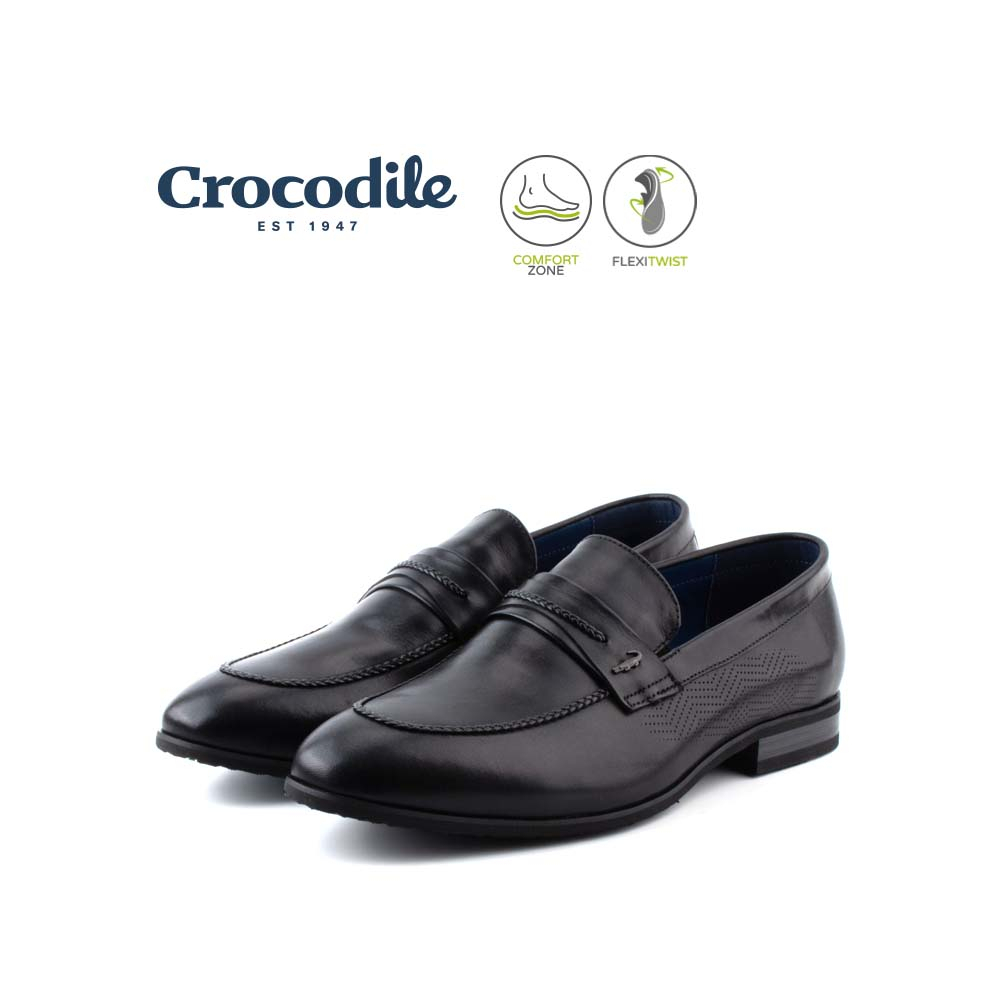 Crocodile Men's Cow Leather Business Shoes - Black 302207-BN2-1LF