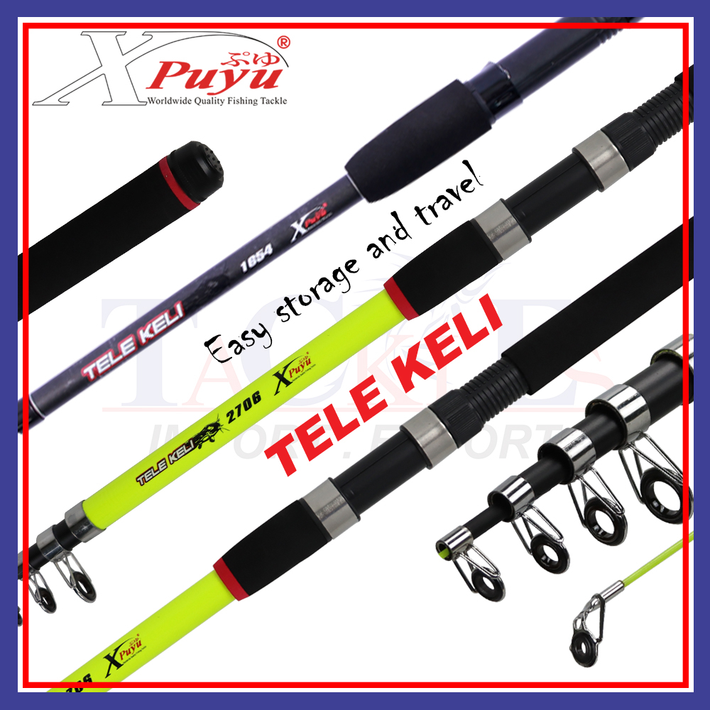 Xpuyu Portable Tele Keli (1.5m-3.0m) Telescopic Fishing Rod Freshwater Pole Joran Pancing Prawn Fishing Rod Udang