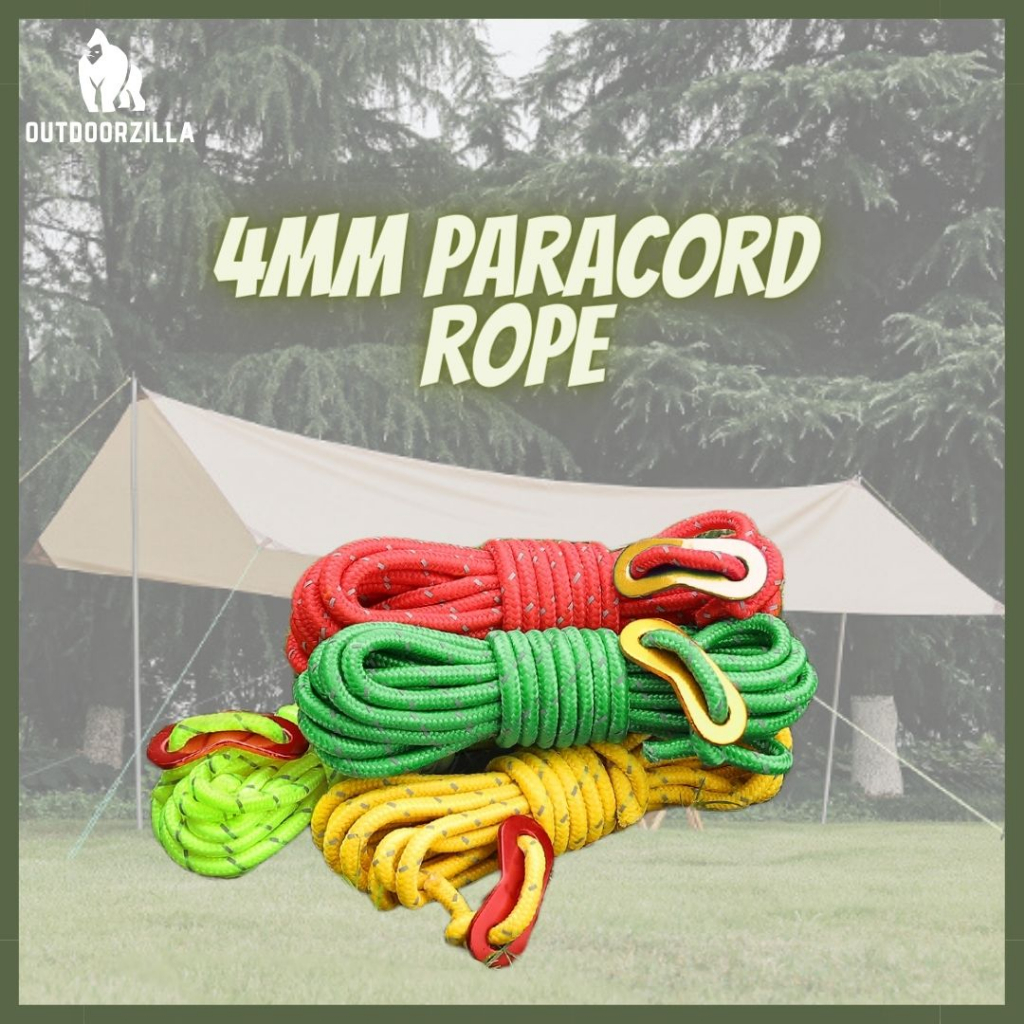 Camping Paracord Rope Thickness 4mm Reflective Tent Rope 4 meters