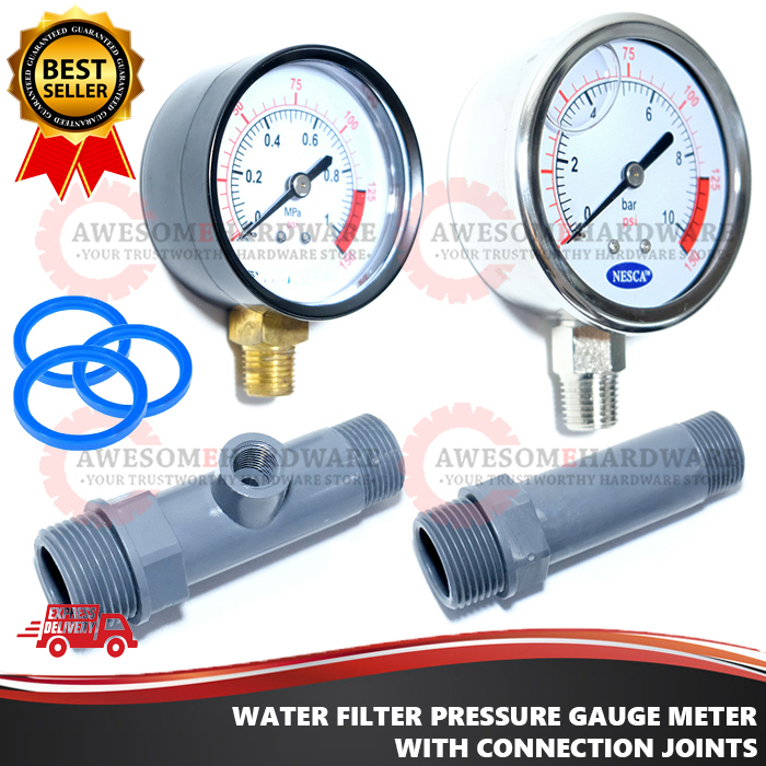 WATER FILTER FRP WATER PRESSURE GAUGE CONNECTOR JOINT PVC POLY FITTING INLET OUTLET MPV FILTER
