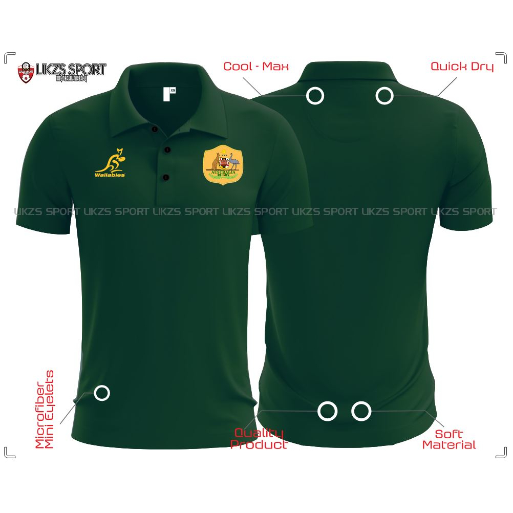 Australia Wallabies Rugby WC 2023 Travel Jersey DX1 Baju Ragbi RN Microfiber Training Warm Up Men's Rugby Quick Dry