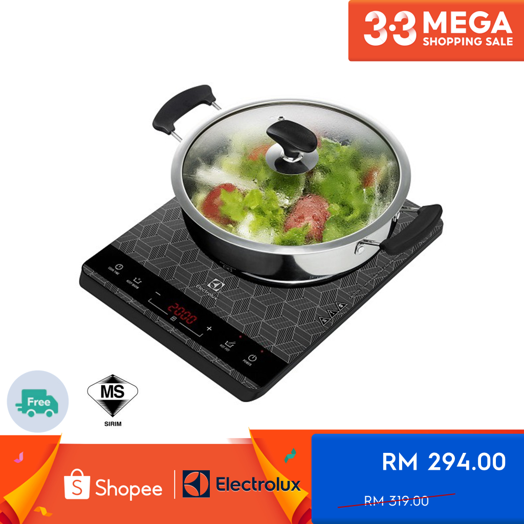 Electrolux Portable Tempered Glass Induction Cooker with Pot and Steamer and Keep Warm Function