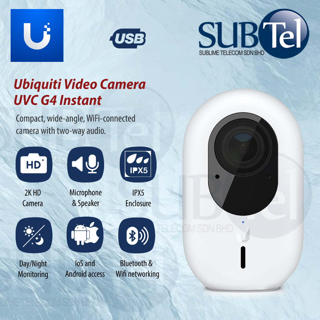 Ubiquiti UVC-G4-Instant Video Camera UVC G4 Instant 2K HD Day / Night monitoring with IPX5 Weatherproof Enclosure