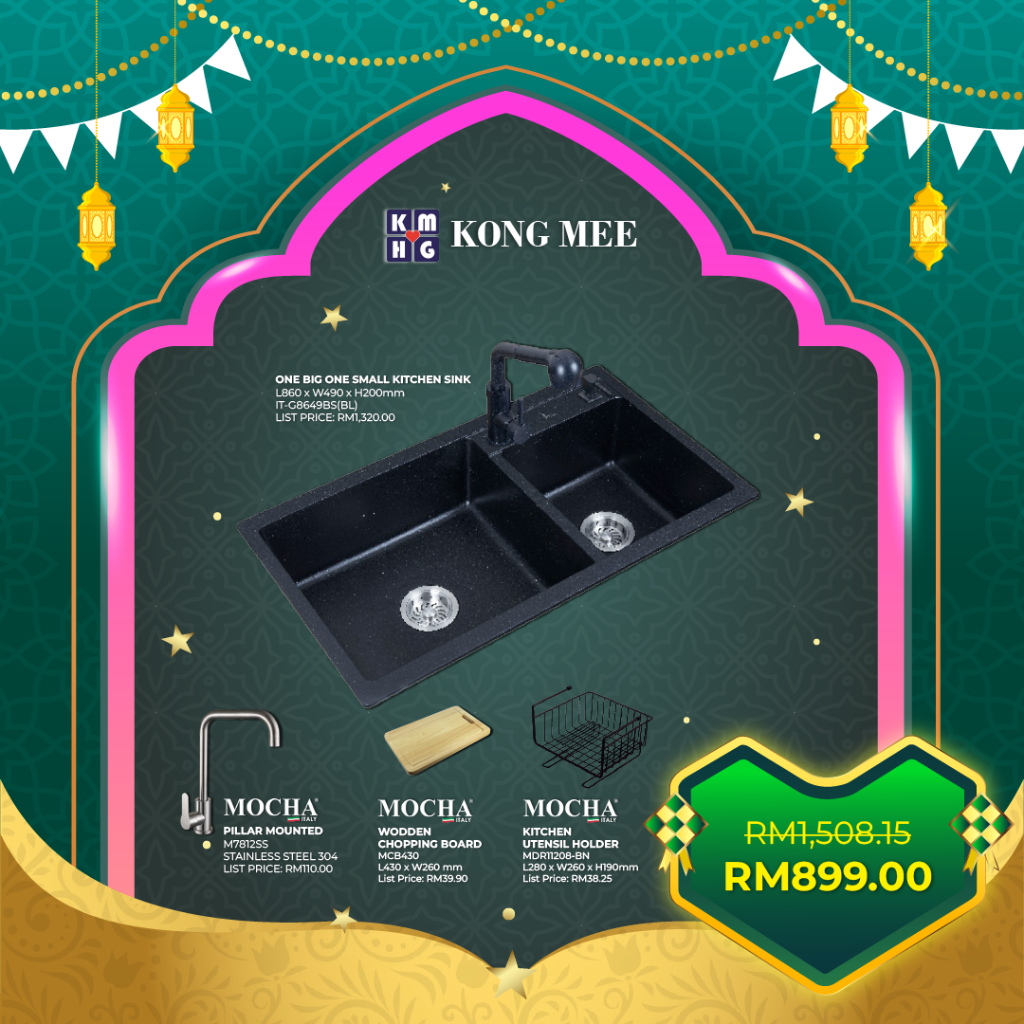 RAYA SALES Granite Double Bowl Kitchen Sink (Granite) Bowl Sink