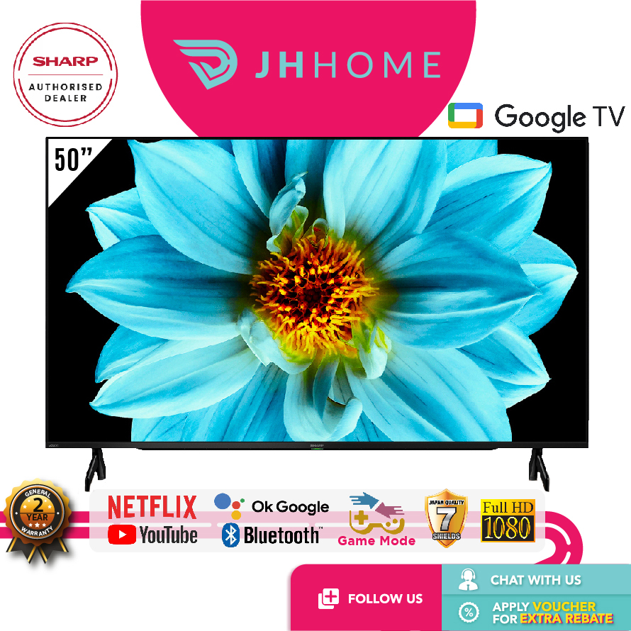 Sharp 50 Inch AQUOS Full HD Google TV 2TC50EG1X | Android TV 4K UHD 4TC50DK1X | Full HD 2TC50BG1X | Smart TV