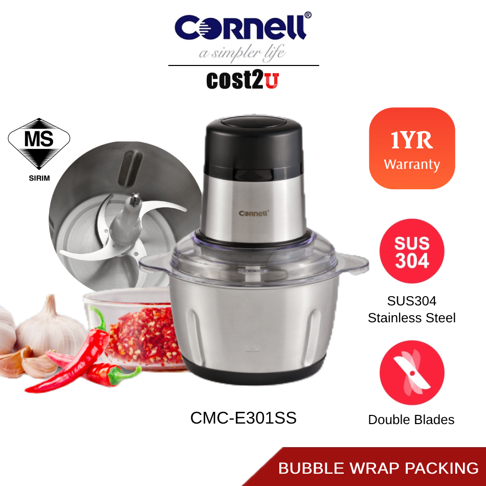 Cornell Stainless Steel Food Chopper (Double Blade & 1L Bowl) CMC-E301SS Meat Chopper Mixer Blender 斩波器