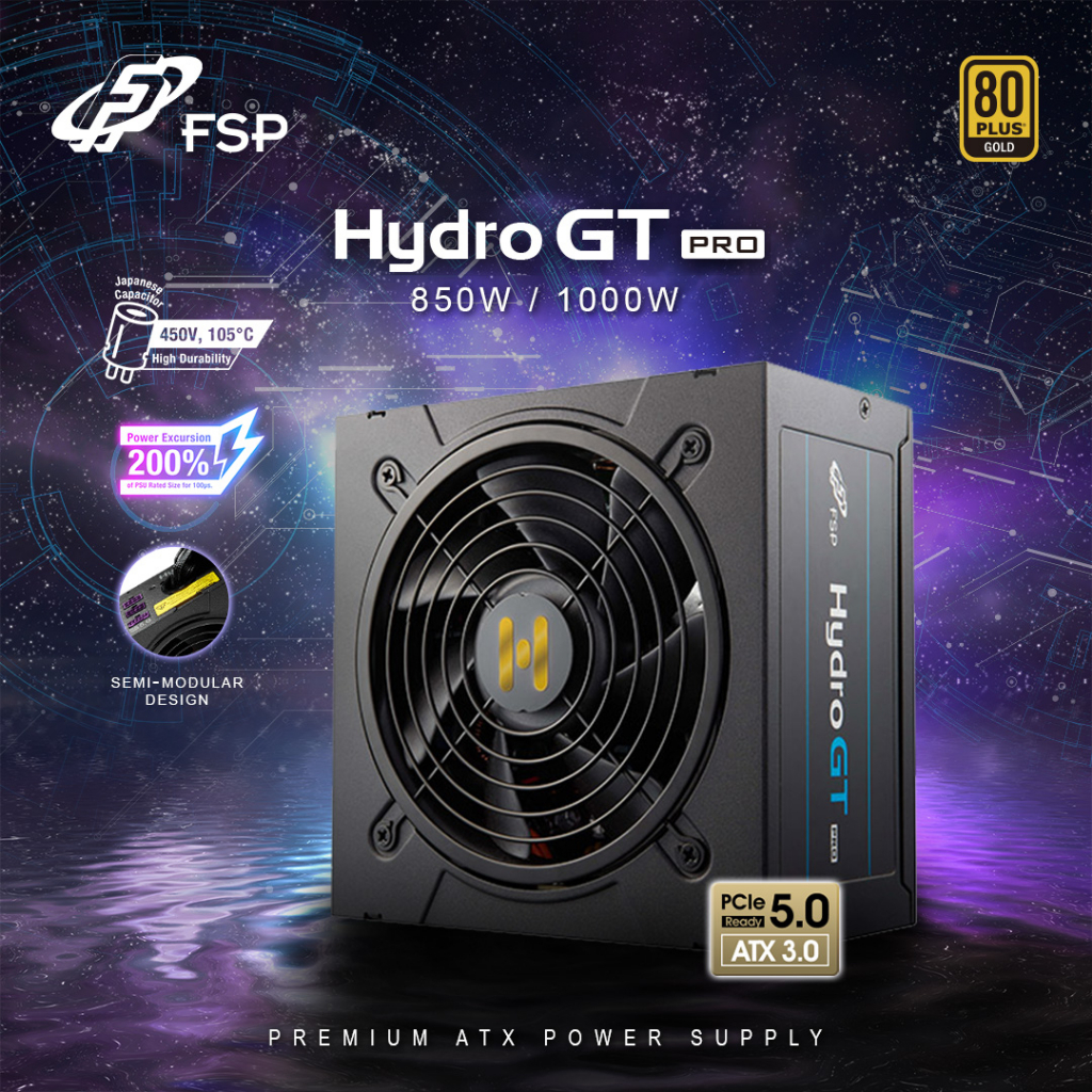  FSP Hydro GT PRO ATX3.0 (PCIe5.0) 80+ Gold Semi Modular Power Supply [850W/1000W] Shopee