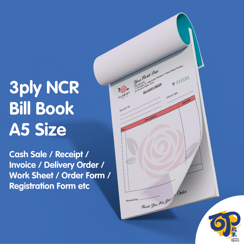 Printing 3ply NCR Bill Book A5 Size 145x210mm Invoice | Receipt | Delivery Order | Biz Document Quality Guarantee