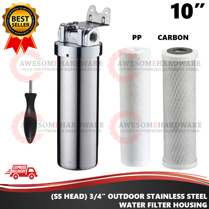 (SS HEAD) 10" STAINLESS STEEL WATER FILTER HOUSING CTO FULLY STAINLESS STEEL CASING