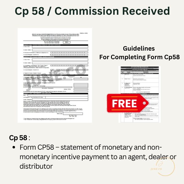 FORM CP58 COMMISSION AGENT INCOME TAX BORANG CP58 CUKAI PENDAPATAN EJEN SURUHANJAYA