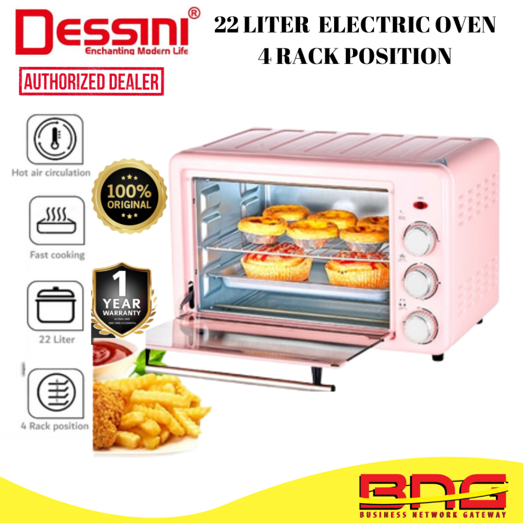 DESSINI 22 Liter Electric Oven Convection Hot Air Fryer Toaster Timer Oil Free Roaster Breakfast Machine Ketuhar 22l