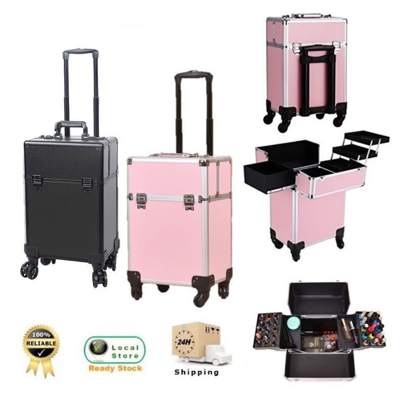 BCG Beaute4u PROFESIONAL MAKEUP ARTIST BEAUTY STORAGE 4 WHEELS ALUMINIUM TROLLEY COSMETIC CASE - FULFILLED BY BEAUTE4U