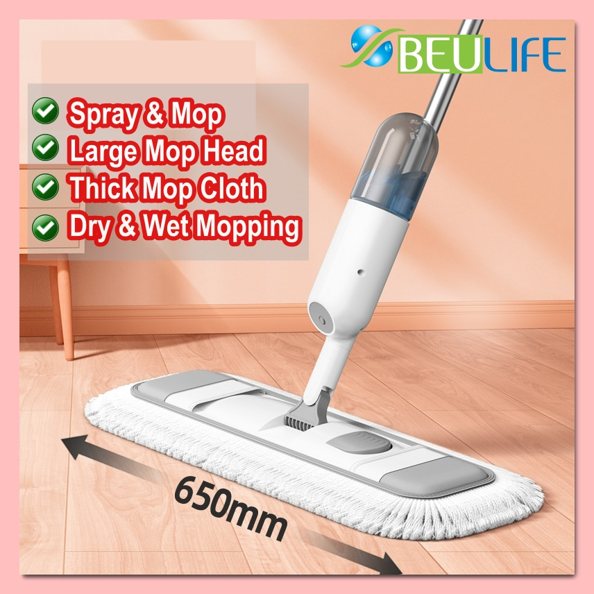 BEULIFE Magic Squeeze Spray Flat Mop 65 cm Large Size Mop Head Fabric Mop Cloth Home Cleaning Tools Mop Lantai Besar