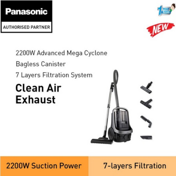 (NEW MODEL) PANASONIC MC-CL609 2200W CYCLONE BAGLESS CANISTER VACUUM CLEANER WITH HEPA FILTER MC-CL609HV47