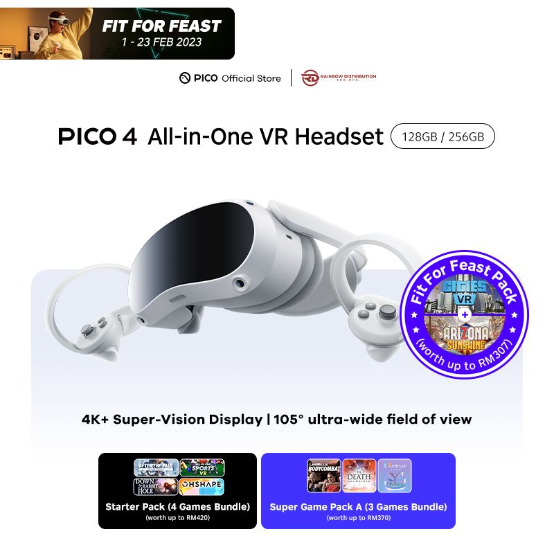 PICO 4 All-in-One VR Headset (8GB+128GB/8GB+256GB) + Starter Pack ...