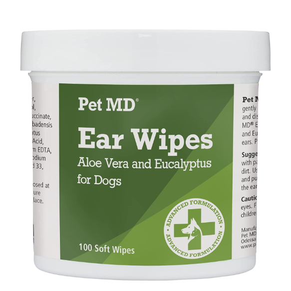 Pet MD Dog Ear Cleaner Wipes Otic Cleanser for Dogs to Stop Ear
