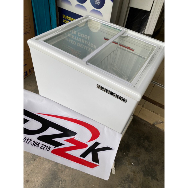 NEW 2024 SAKATO 117L Glass Icecream Freezer Sakato SFG-117 & SCG-198 /Freezer Aiskrim 117L(No Led) & 198L (Led Digital)