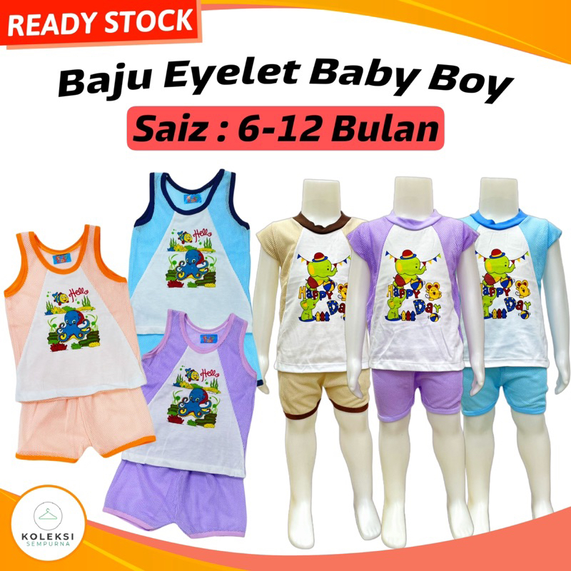 KOLEKSI SEMPURNA 6-12 Month Baby Eyelet Suit | Baju Berlubang Bayi | Baju Lubang Baby | Baju Baby