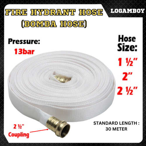 FIRE FIGHTING HYDRANT CANVAS HOSE BOMBA PAIP PIPE 30METER 100FEET COUPLING 2 1/2'' 1 1/2'' 2'' 50MM 38MM 63MM