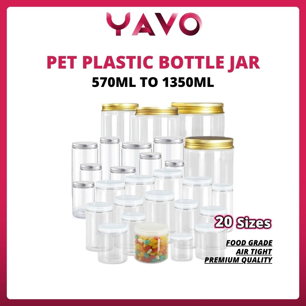 YAVO PET Plastic Jar balang bottle jar cookies jar bottle honey jar food jar biscuit jar packing sealing container