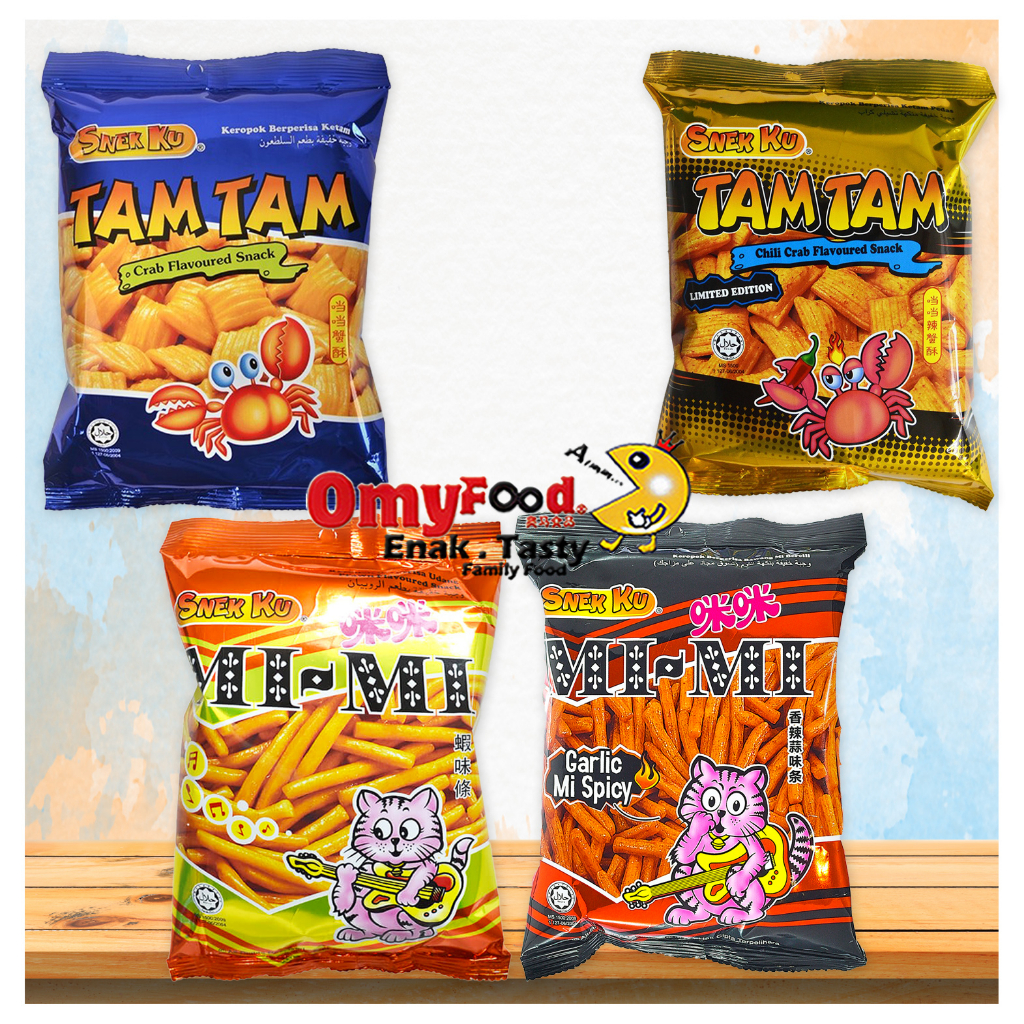 70g /80g Big Pack Snek Ku Tam Tam / Mi Mi / Mi Mi Garlic Spicy/ Tam Tam Chili Crab(Limited Edition) [OmyFood]