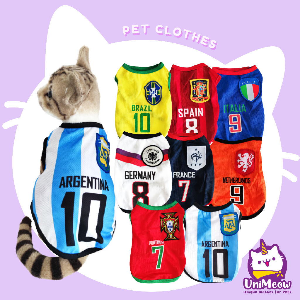 UniMeow Football Jersey Cat Clothes Dog Shirt Pet Clothes For Cat Baju Kucing Murah Baju Kucing Comel 狗衣服 猫衣服