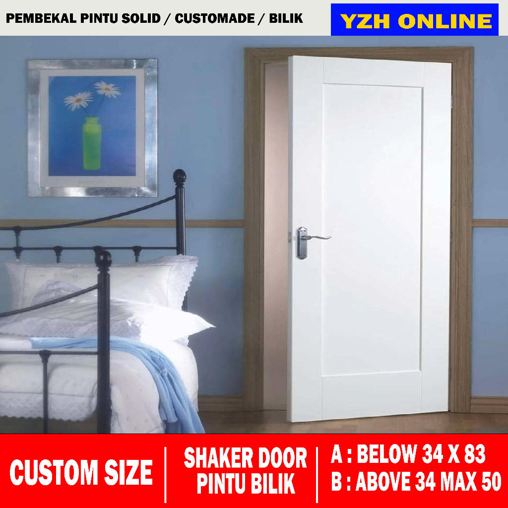 Pintu Bilik Custom Size Shaker Door c/w white undercoat Room Door