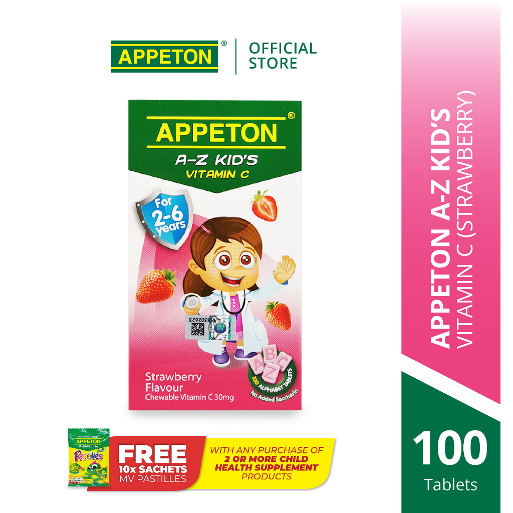 APPETON A-Z KID'S Vitamin C Chewable Tablet Strawberry (30mg x 100's ...