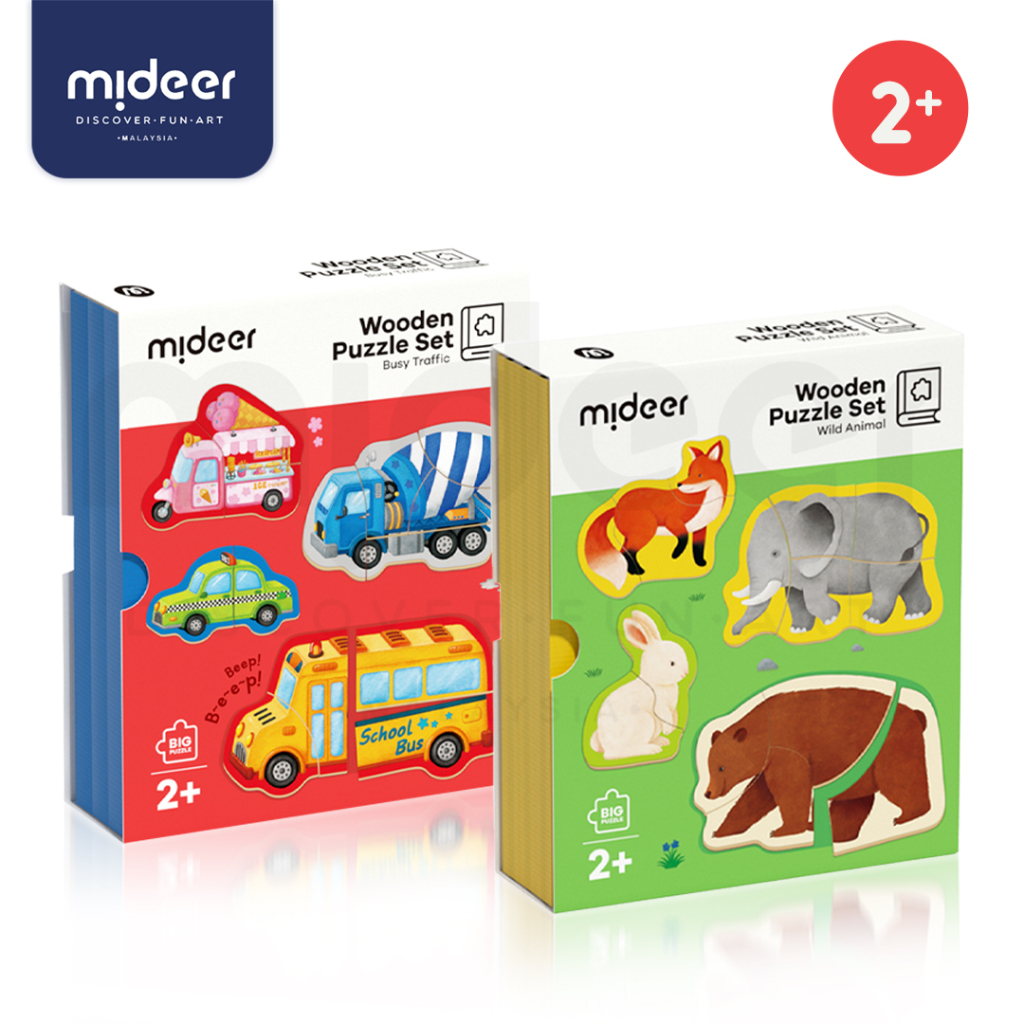 Mideer Book Style Wooden Puzzle Set 2 Themes Available Wild Animal