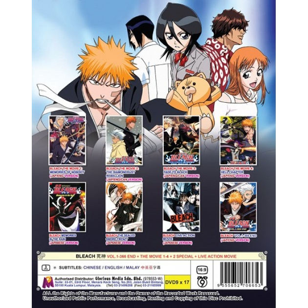 ANIME DVD BLEACH COMPLETE BOX SET VOL 1-366 END + 4 MOVIES + 2 SPECIAL +  LIVE ACTION MOVIE | Shopee Malaysia