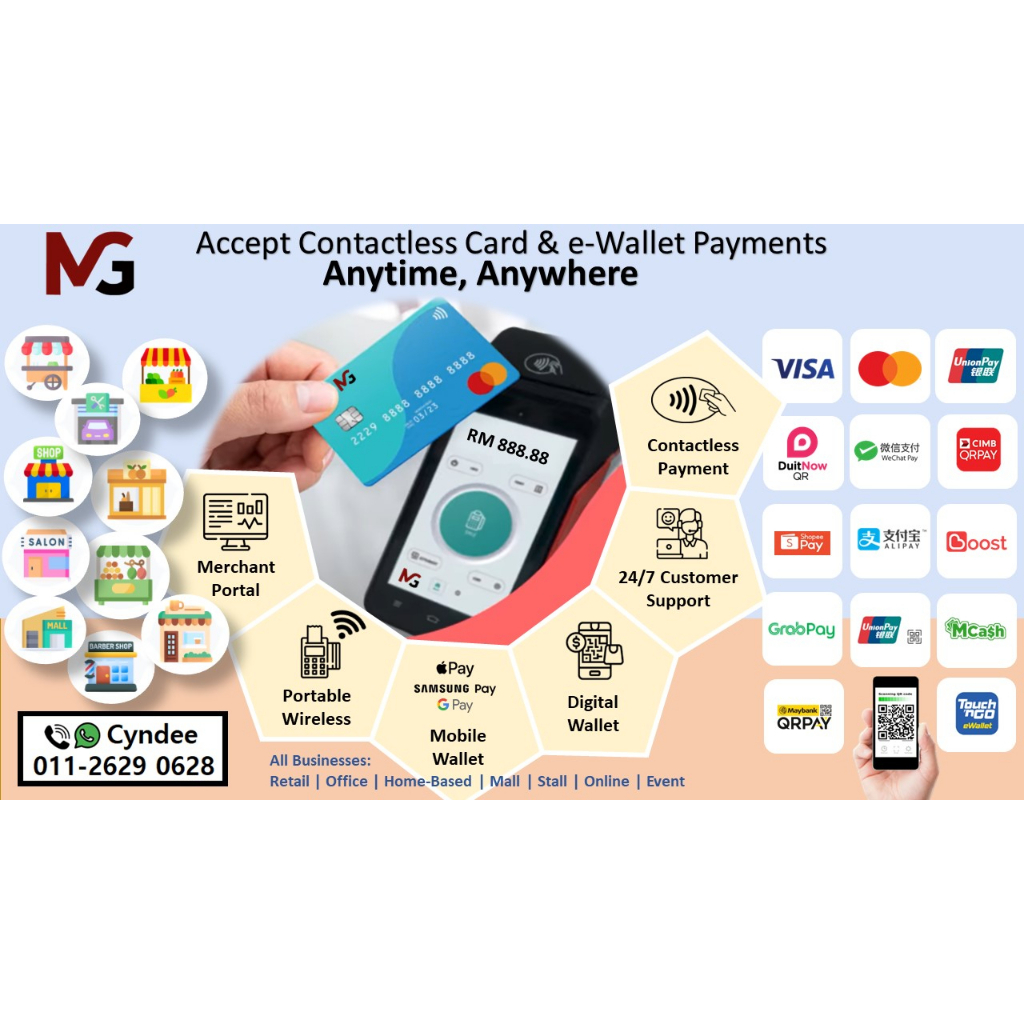 Payment Terminals & Credit Card Machines (Wireless / Contactless / Cashless for Card & e-Wallets QR Payments)