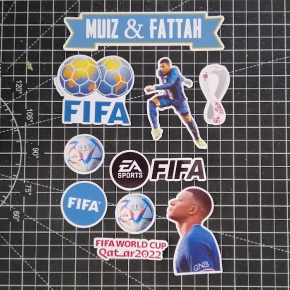 [CUSTOM NAME] Happy Birthday Cake Topper Kylian Mbappé FIFA 22 Decoration Set Party Accessories Banner Hiasan Kek Design