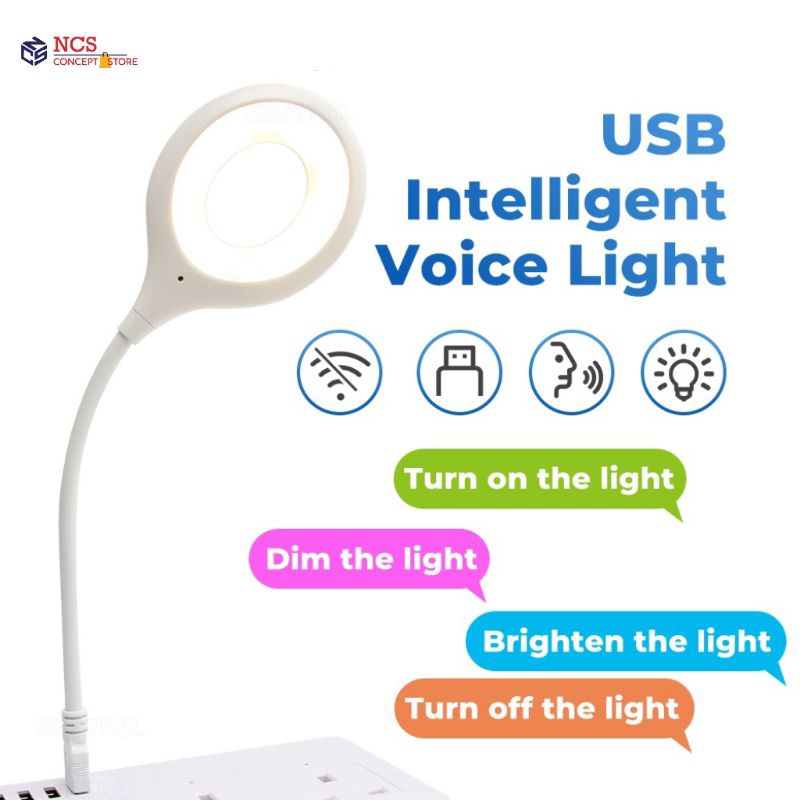 USB Smart Voice Light LED Night Light USB Smart Desk Portable Foldable Table Lamp Sleep No Wifi Bluetooth Required