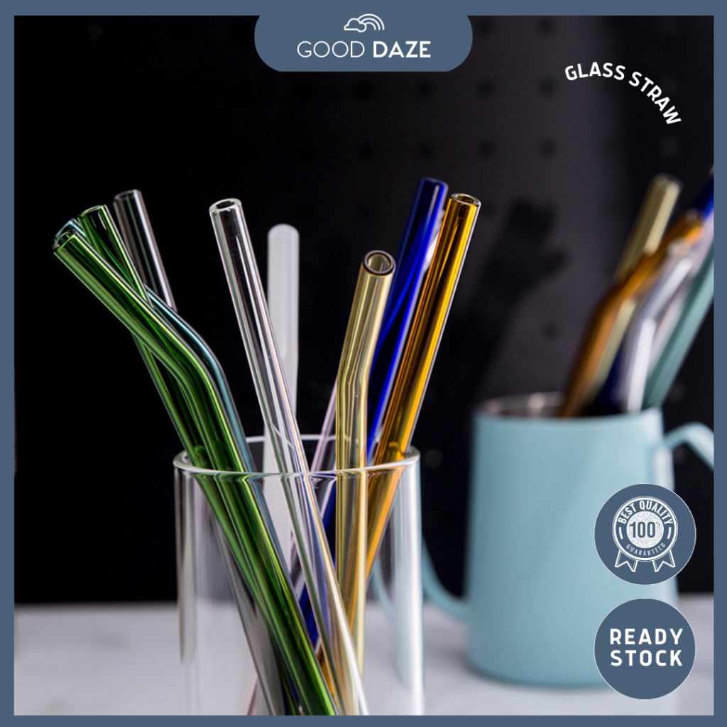 【GOOD DAZE】Reusable Clear Glass Straw Drinking Straw Brush straw cup glass 简约环保耐高温玻璃吸管吸水管 Penyedut straw kaca murah