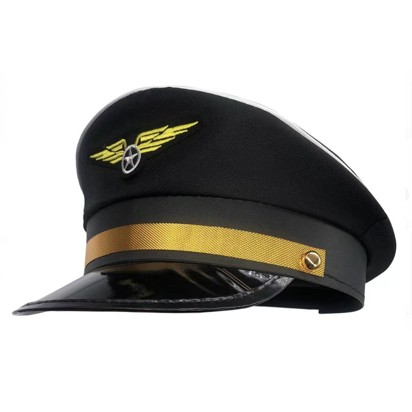 MSIA Ready Stock/ Airline Captain Pilot Cap Flight Attendant Hat Air Force Cap Theme Adult Costume Accessory Decoration