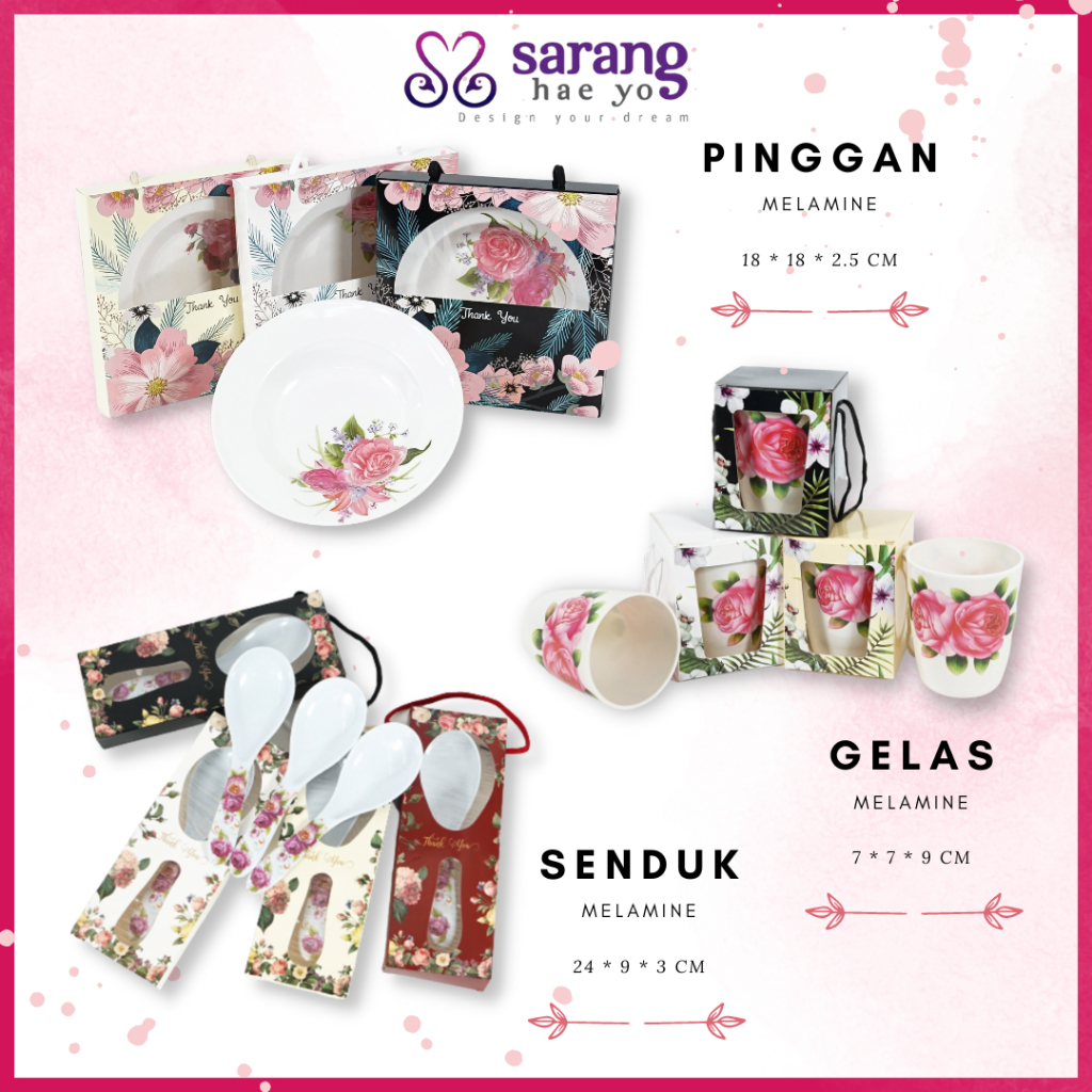 DOOR GIFT VIP KAHWIN TUNANG PINGGAN MANGKUK SENDUK MELAMINE WARE