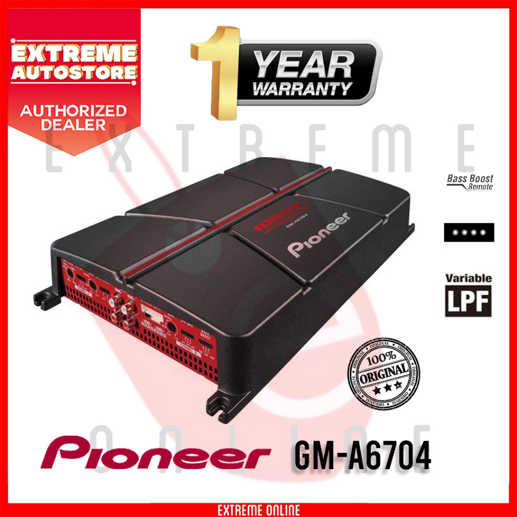 Pioneer GM-A6704 - 4-Channel Bridgeable Amplifier With Bass Boost 1000 ...